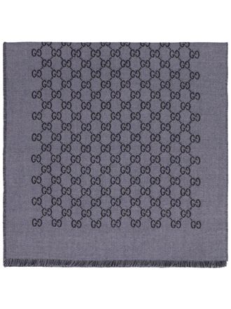 Gucci Dubbele jacquard GG wollen sjaal - Grijs