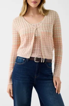 Guess Rosalyn Metallic Pointelle Cardigan in Pink at Nordstrom, Size X-Small