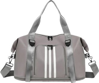 Generic Compatible For Unisex Large Travel Bag Multi-Functional Duffle Tote Handbags Nylon Waterproof Shoulder Women Wet Dry Pockets Gym Bags(Grey)