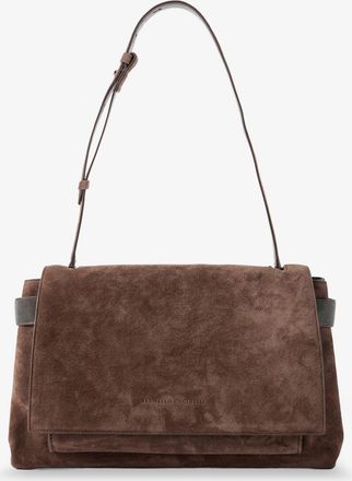 Brunello Cucinelli Borsa a tracolla in suede con dettagli Monile - BRUNELLO CUCINELLI - gender_Woman
