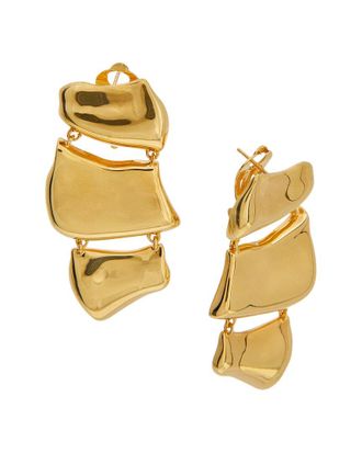 Oscar De La Renta 3 Tier Smooth Metal Earrings