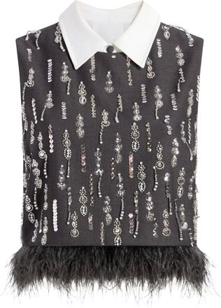 Cinq &agrave; Sept Top Selene con paillettes - Grigio