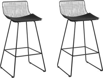 Beliani Beliani - Set of 2 Metal Bar Chairs Counter Height Stool pu Leather Pad Black Fredonia