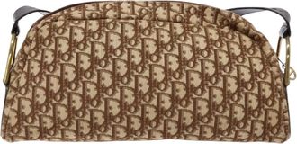 Dior Trotter Brown,Gold Canvas Shoulder Bag (Pre-Owned)