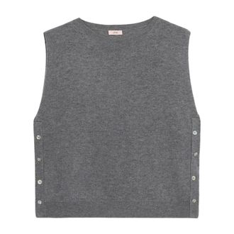 Oltre Truien & Vesten, Dames, Grijs, XL, Wol, Wollen en kasjmier vest met knopen