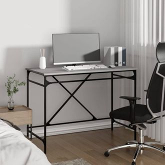 Berkfield Home Charming Desk Grey Sonoma 100x50x75 cm Engineered Wood & Iron | Size: 100 x 50 x 75 cm