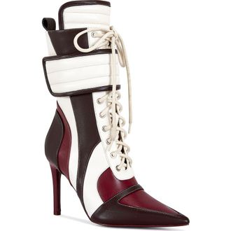 Azalea Wang Amada Patchwork Bootie in Brown Multi at Nordstrom, Size 11