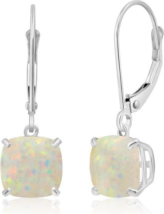 MAX + STONE Solid 14k Yellow or White Gold 8mm Cushion Cut Dangle Gemstone Earrings