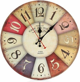 OEM Reloj De Pared De Madera - 30 Cm, Tama&ntilde;o Grande Estilo Retro - Reloj De Pared Silencioso, Sin Tictac, Para Cocina, Sala De Estar, Estilo Europeo, Relo