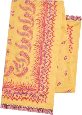 Valentino Garavani degrad&eacute; feather escape pareo - women - Cotton - OS - Yellow