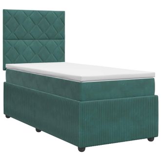 vidaXL Cama Box Spring Con Colch&oacute;n Verde Oscuro 90 X 190 Cm Terciopelo Vidaxl