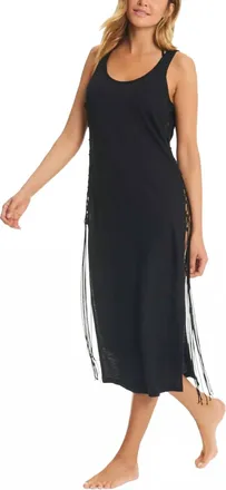 Red Carter Tie Side Maxi Cover Up In Black