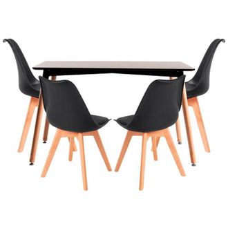 Regalos Miguel Regalos Miguel - Conjuntos De Mesa Y Sillas - Conjunto Mesa Tower Rectangular 120 X 80 Cm Negra Y Pack 4 Sillas Synk Basic - Negro