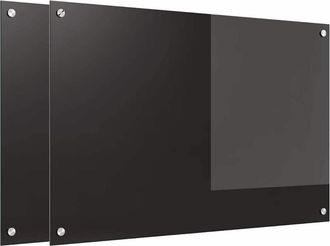 vidaXL Salpicadero De Cocina 2 Pcs Negro 90 X 60 Cm Vidrio Templado Vidaxl