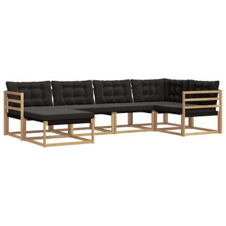 vidaXL Conjunto De Sof&aacute;s De Exterior Con Coj&iacute;n 6 Pcs Blanco Y Negro Vidaxl