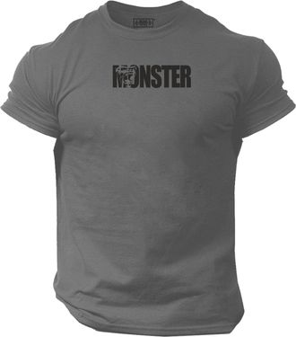 Generic Monster Gorilla T Shirt Gym Clothing Bodybuilding Training Workout Exercise Fitness Boxing MMA Tee Top (UK, Alpha, M, Regular, Regular, Charcoal Black
