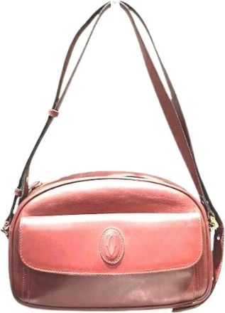 Cartier Pre-owned Cross Body Bags, female, Red, Size: ONE SIZE Pre-owned Must Line Leather Shoulder Bag