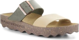 FLY London Coly Platform Slide Sandal in 024 Khaki/Sand at Nordstrom, Size 10-10.5Us