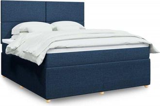 vidaXL Vidaxl - Cama Box Spring Con Colch&oacute;n Tela Azul 180x200 Cm