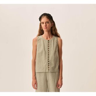 des petit hauts Geruite mouwloze blouse, UGO