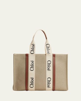 Chlo&eacute; Woody Large Tote Bag in Linen