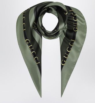 Gucci Green printed silk twill carré