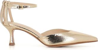 Sergio Levantesi Gouden Python Enkelband Hakken - Dames - Pumps - Geel - 35 EU - Schoenen
