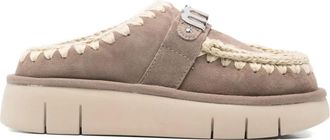 Mou Bounce logo-detail mules - women - Rubber/Lamb Suede/Fabric/Lamb Shearling - 37 - Brown