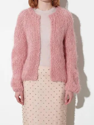 Maiami Womens Wool Alpaca Small Cardigan In Antique Rose