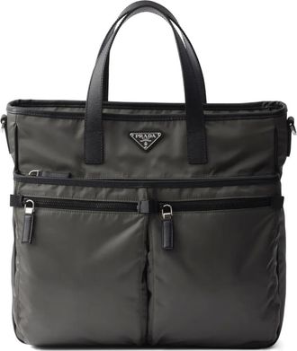 Prada Borsa tote Re-Nylon con tasca - Verde