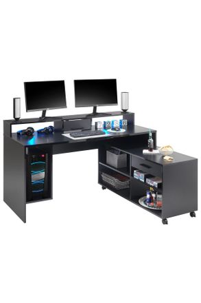 Livetastic Gamingtisch, Schwarz, Kunststoff, 1 Schubladen, rechteckig, 70x92x160 cm, Kabeldurchlass, Büromöbel, Schreibtische, Schreibtische