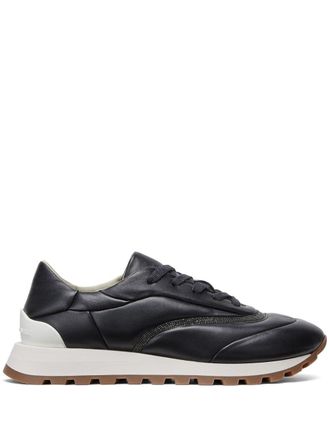 Brunello Cucinelli Monili-chain leather sneakers - Black