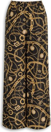 Balmain Printed Silk Trousers - Black Gold - 44 (UK16 / XL)