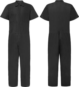 Generic Mens Jumpsuits Long Casual Fashion Comfy Short Sleeve Slim Bodysuit with Pockets for Body and (Black, M)
