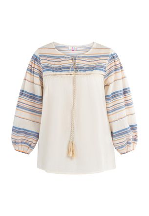 Izia Blouse Dames Oranjeblauw gebroken wit