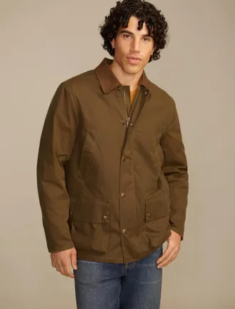 Lucky Brand Mens Corduroy Collar Waxed Barn Jacket