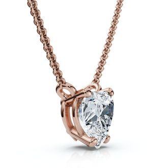 Pompeii3 Certified 3Ct Heart Solitaire Diamond Pendant Necklace 14k Gold Lab Grown