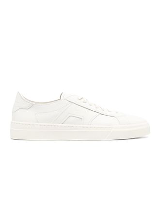Santoni Textured Leather Low-Top Sneakers With Logo Detailing
