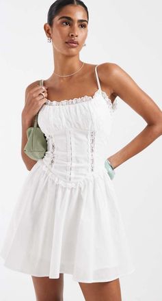 Kiss The Sky Maisie - Vestito corto bianco con corsetto e volant