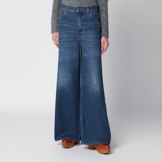 Chlo&eacute; Jeans a zampa blu notte effetto slavato
