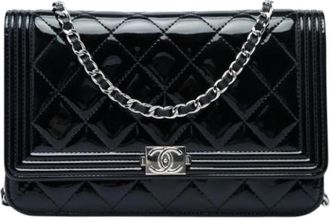 Chanel Pre-owned Boy Wallet on Chain - Dames - Vintage Schoudertas - Zwart - ONE Size - Leer - Vintage
