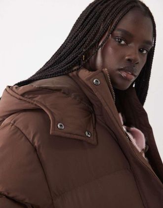 Brave Soul giacca puffer corta con cappuccio marrone cioccolato