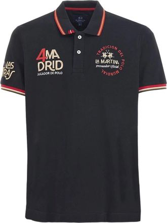 La Martina Klassiek Piquet Stretch Poloshirt - Heren - Polos - Zwart - M - Katoen - Tops