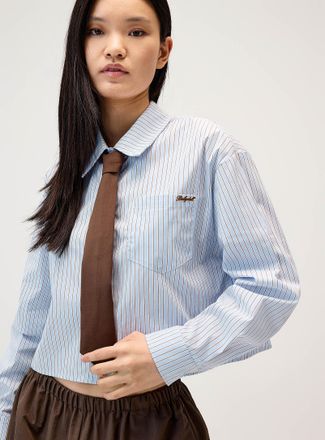 Twik Womens Tie-neck cropped poplin shirt