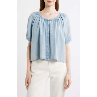 Frame Denim The Resort Denim Peasant Top in Haven at Nordstrom, Size X-Small
