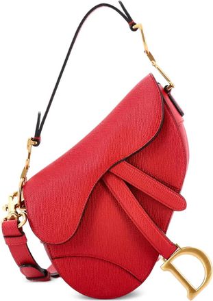 Dior Borsa a spalla Saddle media in pelle con tracolla - Rosso