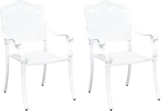 vidaXL Garden Chair 2 pcs White 55 x 56.5 x 91cm Aluminium Vidaxl