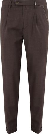 Myths Blauwe Wol Cordura Broek met Tailleband - Heren - Nette broeken - Bruin - XL - Wol - Broeken