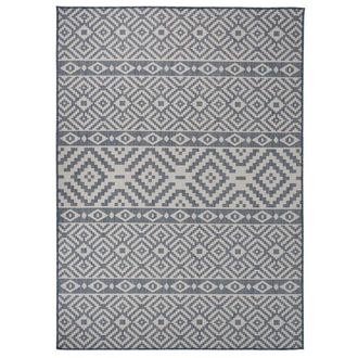 Berkfield Home Outdoor Flatweave Rug 200x280 cm Blue Stripes | Size: 100 cm diameter