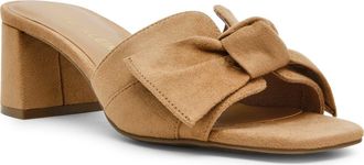 Anne Klein Kizmet Bow Slide Sandal in Sand Suede at Nordstrom, Size 7.5